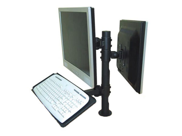 Монтажна стойка за POS системи, предназначена за монтиране на два монитора и клавиатура